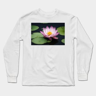 Beautiful lotus flower on river Long Sleeve T-Shirt